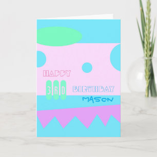 A little Monster 3rd Happy Birthday Greeting card Kaart