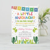 A Little Muchacho Fiesta Baby Shower Invitation Kaart (Staand voorkant)