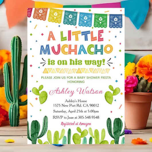 A Little Muchacho Fiesta Baby Shower Invitation Kaart