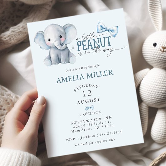A Little Peanut is on the Way Elephant Baby Shower Kaart