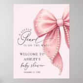 A Little Pearl Pink Bow Baby Shower Welcome  Poster (Voorkant)