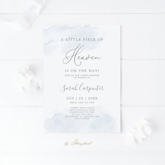 A Little Piece of Heaven Baby Shower Boy Kaart