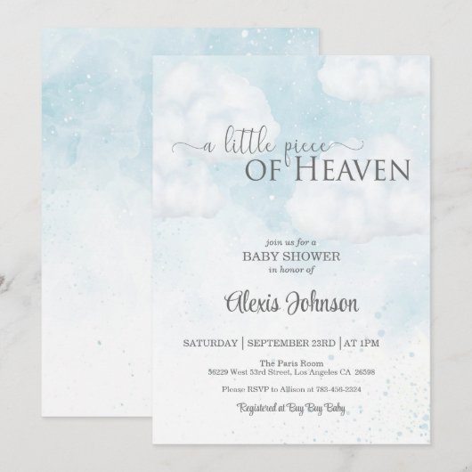 A Little Piece of Heaven Baby shower (Jongen) Kaart (Voorkant / Achterkant)