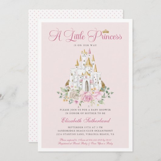 A Little Princes is op weg naar haar Baby shower Kaart (Voorkant / Achterkant)