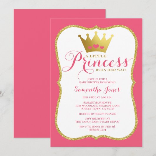 A Little Princess Baby shower roze en goud Kaart (Voorkant / Achterkant)