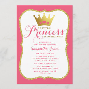 A Little Princess Baby shower roze en goud Kaart