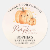 "A Little Pumpkin" Baby Shower – Fall Theme Ronde Sticker (Voorkant)
