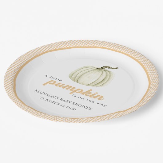 A Little Pumpkin Baby Shower Paper Plate Papieren Bordje (Gekanteld)