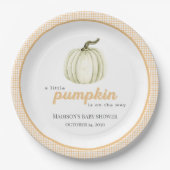 A Little Pumpkin Baby Shower Paper Plate Papieren Bordje (Voorkant)
