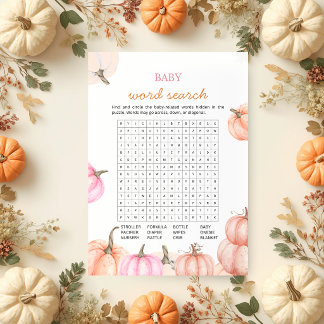 A Little Pumpkin Baby Shower | Woordzoekspel Kaart
