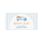 A Little Pumpkin Blue Truck Baby Shower Address Etiket (Voorkant)