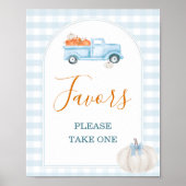 A Little Pumpkin Blue Truck Baby Shower Favors Poster (Voorkant)