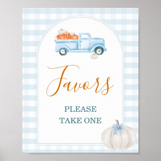 A Little Pumpkin Blue Truck Baby Shower Favors Poster (Voorkant)