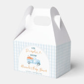 A Little Pumpkin Blue Truck Gingham Baby Shower Bedankdoosjes (Achterkant)