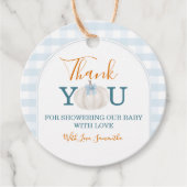 A Little Pumpkin Blue Truck Gingham Baby Shower Bedankjes Labels (Voorkant)