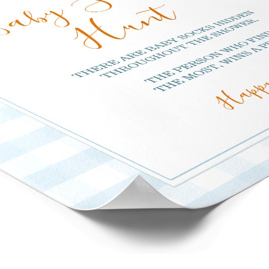 A Little Pumpkin Blue Truck Gingham Baby Sock Hunt Poster (Hoek)