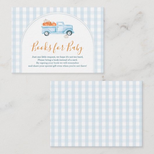 A Little Pumpkin Blue Truck Gingham Books for Baby Informatiekaartje (Voorkant / Achterkant)