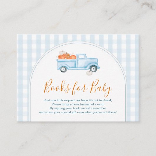A Little Pumpkin Blue Truck Gingham Books for Baby Informatiekaartje (Voorkant)