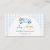 A Little Pumpkin Blue Truck Gingham Diaper Raffle Informatiekaartje (Voorkant)
