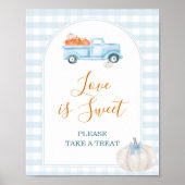 A Little Pumpkin Blue Truck Gingham Love is Sweet Poster (Voorkant)