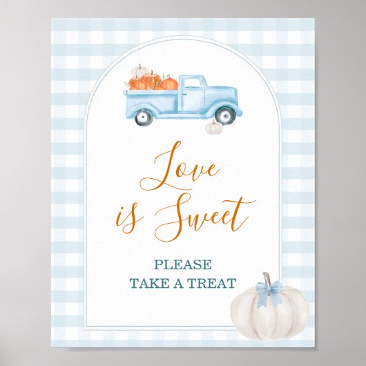 A Little Pumpkin Blue Truck Gingham Love is Sweet Poster (Voorkant)