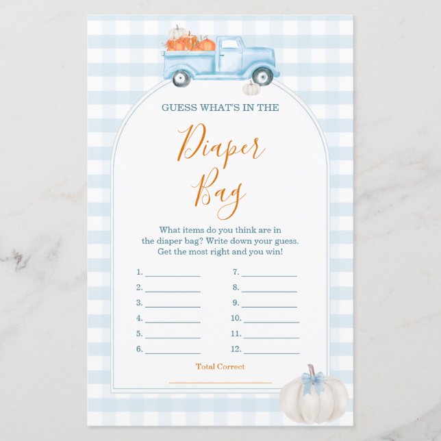 A Little Pumpkin Blue Truck What's in Diaper Bag (Voorkant)