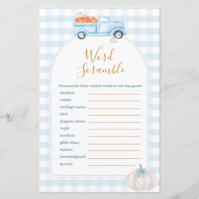 A Little Pumpkin Blue Truck Word Scramble Game (Voorkant)