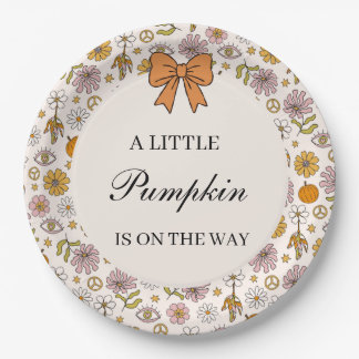 A Little Pumpkin Boho Baby Shower Plate Papieren Bordje