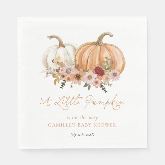 A Little Pumpkin Boho Floral Baby Shower Servet (Voorkant)