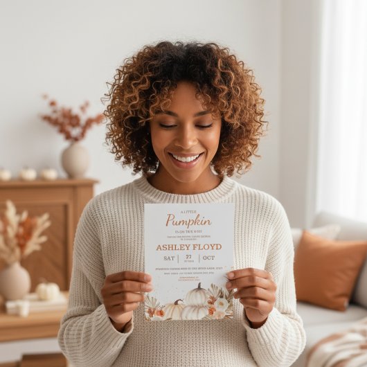 A Little Pumpkin — Boho Halloween Baby Shower Kaart