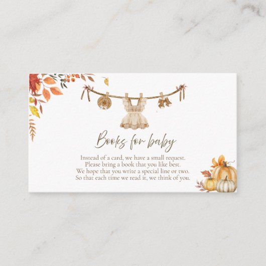 A Little Pumpkin Books for Baby, Laundry Boho Fall Informatiekaartje (Voorkant)