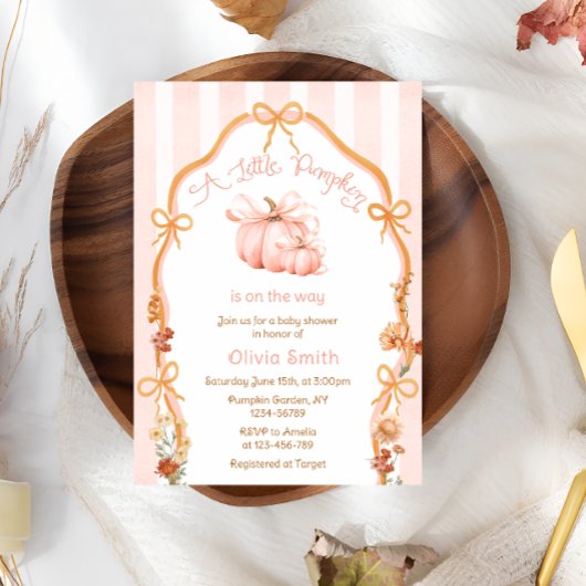A Little Pumpkin Fall Autumn Floral Baby Shower Kaart