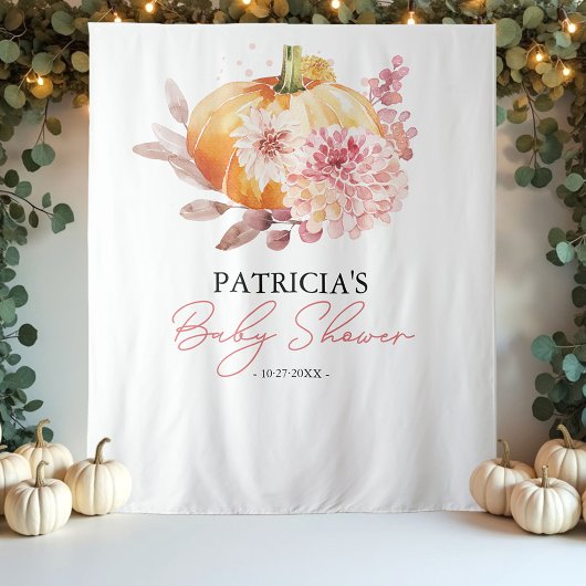 A Little Pumpkin Fall Baby Shower Achtergrond Wandkleed