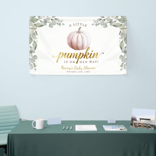 A Little Pumpkin Fall Baby Shower Backdrop Banner (Beurs)