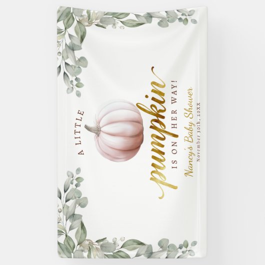 A Little Pumpkin Fall Baby Shower Backdrop Banner (Verticaal)