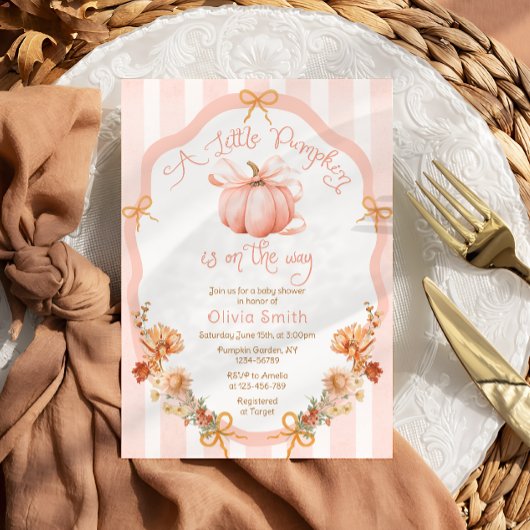 A Little Pumpkin Fall Floral Baby Shower Kaart