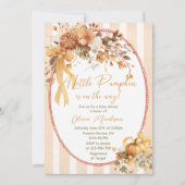 A Little Pumpkin Floral Baby Shower Invitation Kaart (Voorkant)