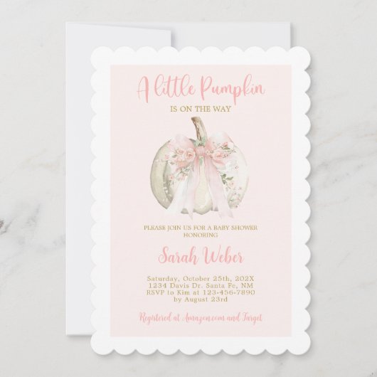 A little pumpkin gingham fall baby shower girl kaart (Voorkant)