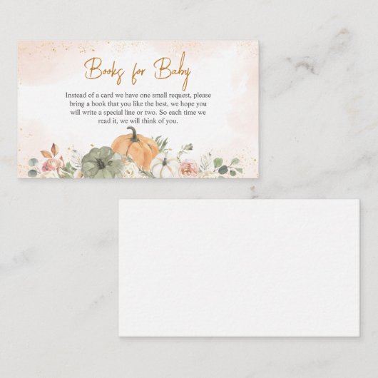 A Little Pumpkin Herfst Baby shower Boeken voor Ba Informatiekaartje (Voorkant / Achterkant)