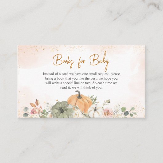 A Little Pumpkin Herfst Baby shower Boeken voor Ba Informatiekaartje (Voorkant)