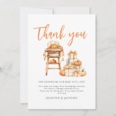 A Little Pumpkin Is Nearly Here Baby Shower Bedankkaart (Voorkant)