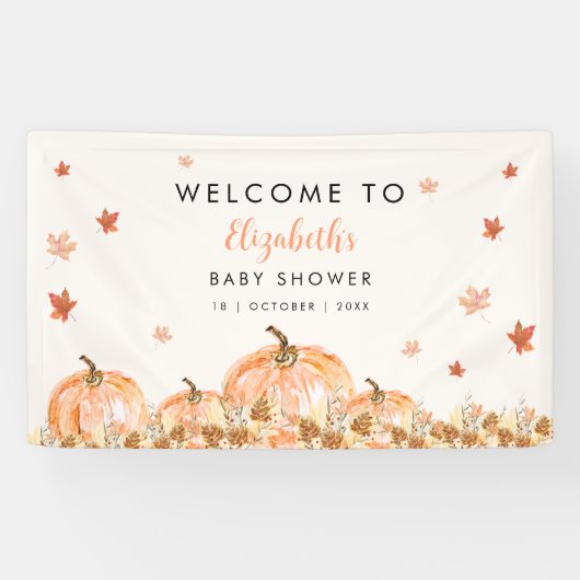 A Little Pumpkin is on her Way, Baby Shower Spandoek (Horizontaal)