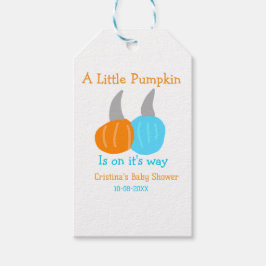 A little pumpkin is on it's way baby shower orange cadeaulabel