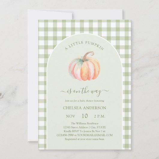 A Little Pumpkin is On The Way Autumn Baby Shower Kaart (Voorkant)