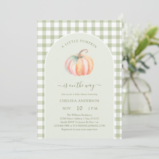 A Little Pumpkin is On The Way Autumn Baby Shower Kaart (Staand voorkant)