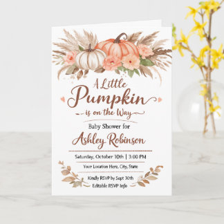 A Little Pumpkin Is on the Way Baby Shower Card  Kaart