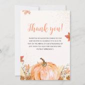 A Little Pumpkin Is on The Way, Fall Baby Shower Bedankkaart (Voorkant)