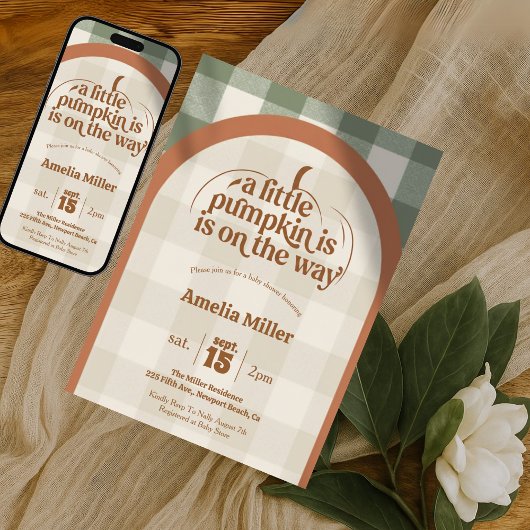 A Little Pumpkin Is On The Way Fall Baby Shower Kaart