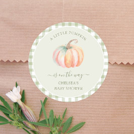 A Little Pumpkin is On The Way Fall Baby Shower Ronde Sticker