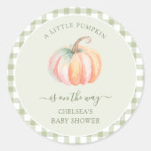 A Little Pumpkin is On The Way Fall Baby Shower Ronde Sticker (Voorkant)
